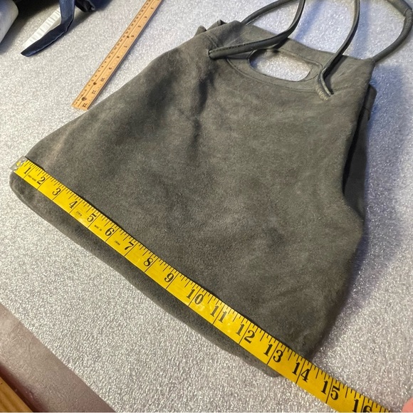 Free People Rosetta Top Handle Suede Shoulder Bag Gray Grey  flawed - Picture 6 of 11